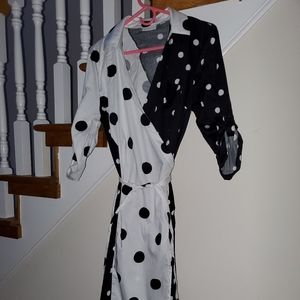 Black and white wrap dress